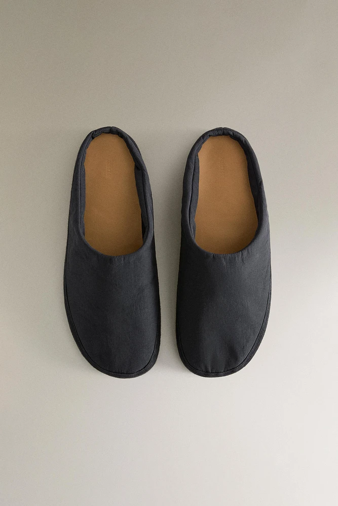 TECHNICAL FABRIC SLIPPERS WITH LEATHER INSOLE
