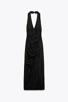 DRAPED LINEN MIDI DRESS