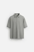 TEXTURED ZIP POLO SHIRT