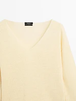 Pull en maille 100 % lin à manches longues