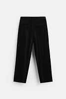 PLEATED VELVET PANTS