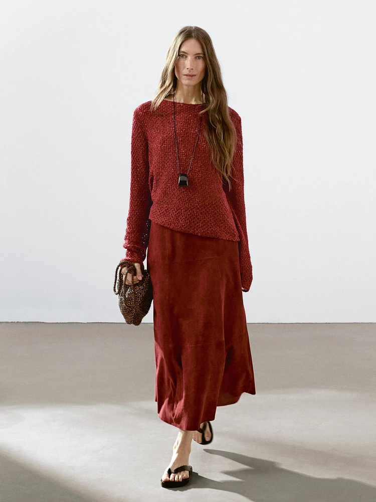 Cutwork sweater with thread detail