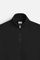 ZIPPERED COLLAR HEAVY WEIGHT SWEATSHIRT