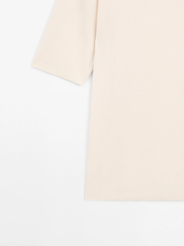 100% cotton short sleeve knit sweater