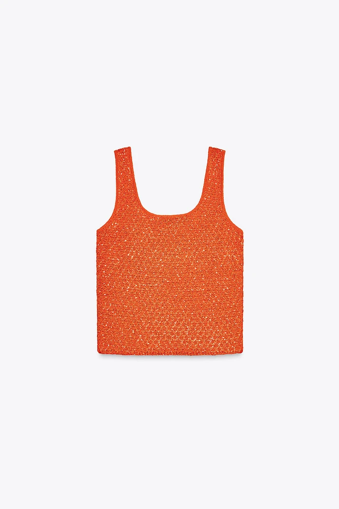TOP EN MAILLE À SEQUINS