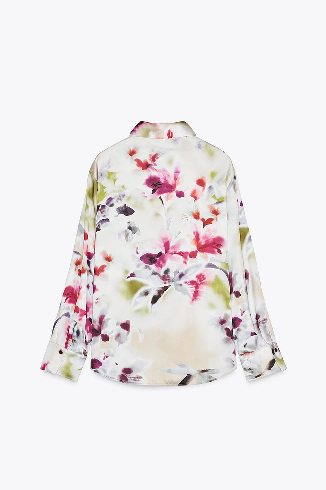 CHEMISE SATINÉE À IMPRIMÉ FLEURI