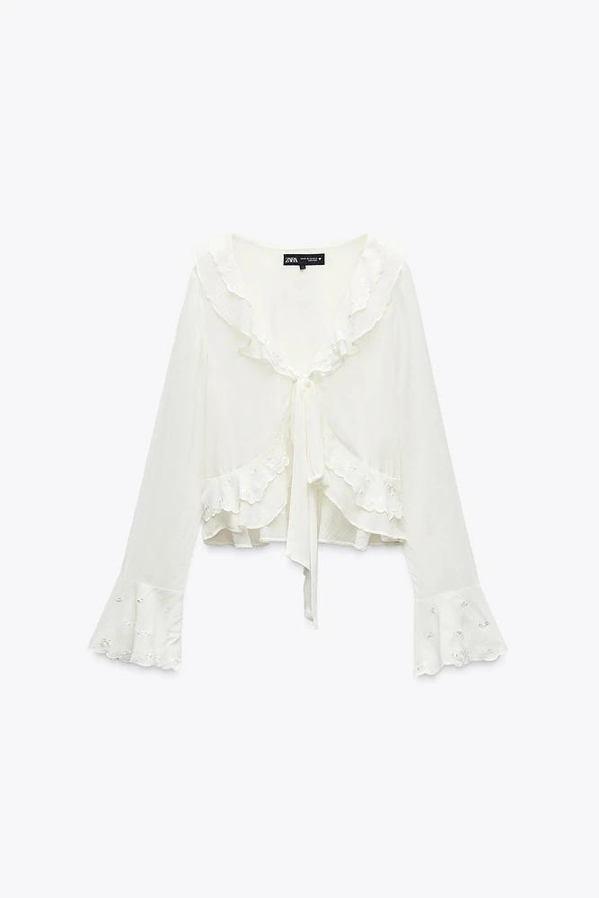 RUFFLED EMBROIDERED SHIRT