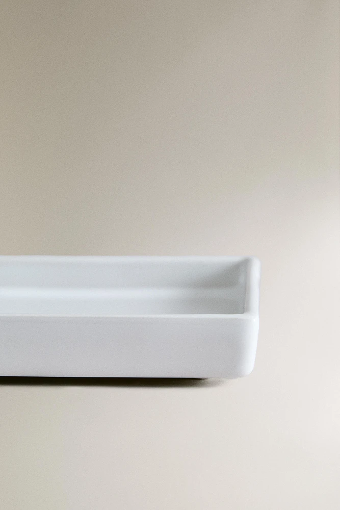 WHITE EARTHENWARE BATHROOM TRAY