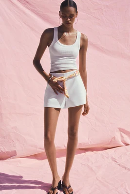 HIGH-WAISTED SCARF SHORTS