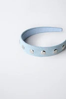 SERRE-TÊTE EN DENIM À CLOUS