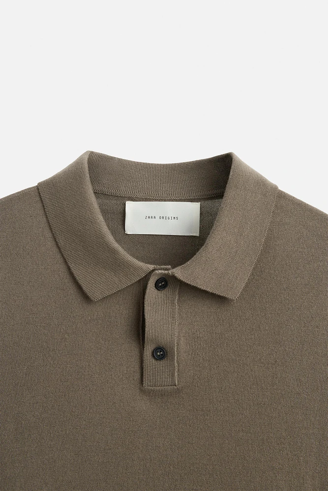 KNIT WOOL-COTTON POLO SHIRT