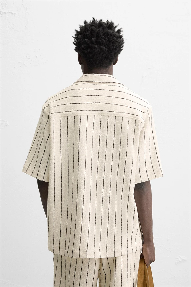 CHEMISE RAYURES TEXTURE VELOURS BOUCLÉ