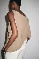 ASYMMETRICAL COMBINATION KNIT TOP