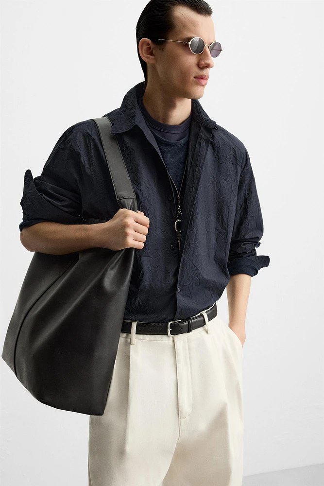 CHEMISE EN COTON À EFFET PLISSÉ