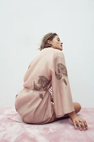SHORT SILK BEADED KIMONO