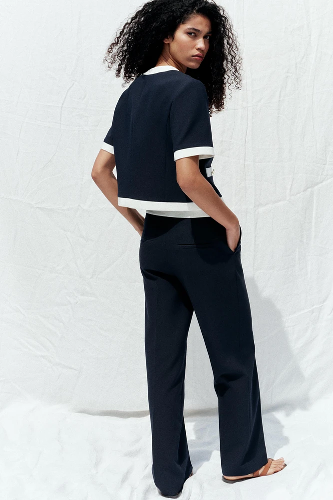 PANTALON DROIT TAILLE CONTRASTÉE