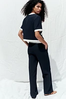 PANTALON DROIT TAILLE CONTRASTÉE
