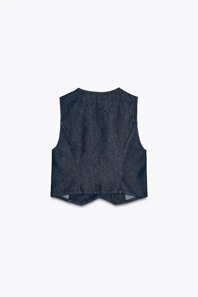 GILET EN JEAN TRF CROISÉ