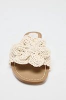 CROCHET BOW FLAT SANDALS