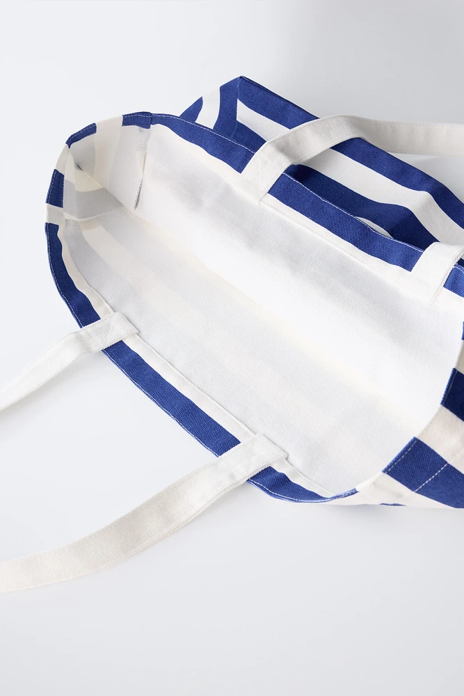 CASA LAWA © Z ZARA KIDS STRIPED FABRIC TOTE BAG