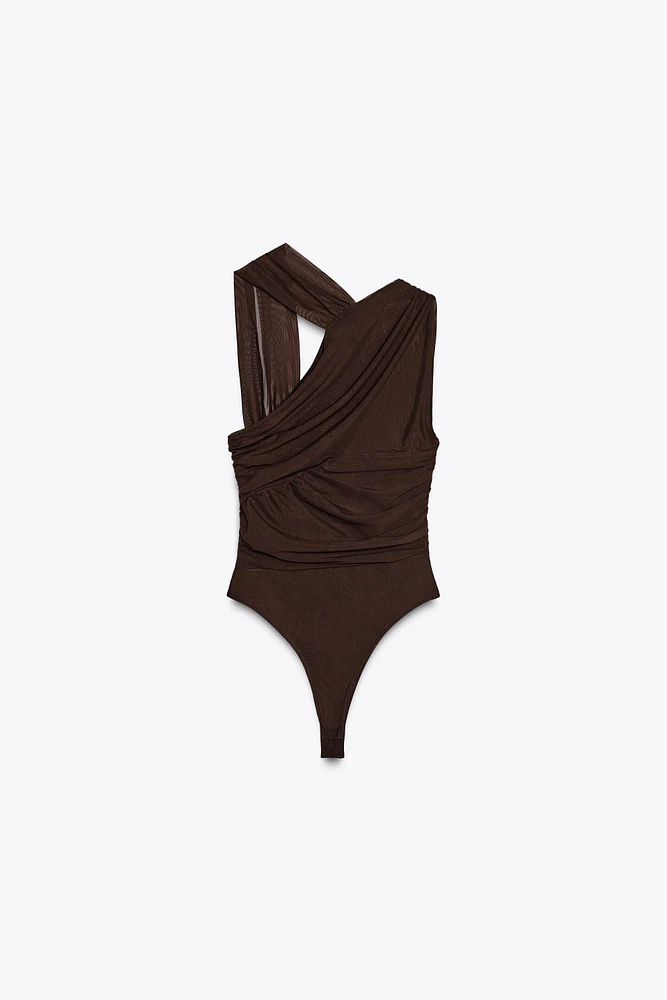 DRAPED TULLE BODYSUIT