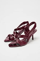 LEATHER STRAPPY HEELED SANDALS