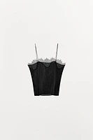 PLEATED LACE DETAIL TOP