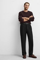 DARTED WOOL BLEND PANTS