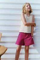 BUTTONED LINEN SHORTS