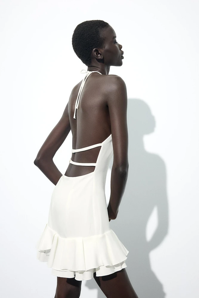 ROBE MINI HALTER À VOLANTS