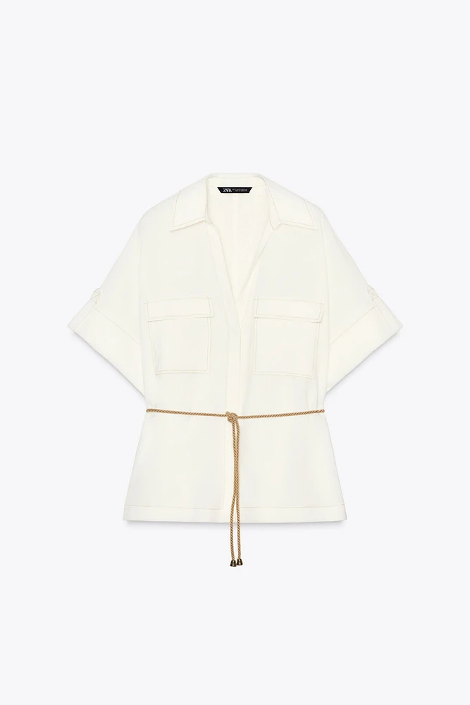 CHEMISE SAFARI LACET AVEC RAMIE