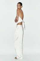 PANTALON SATINÉ TAILLE HAUTE PLIS