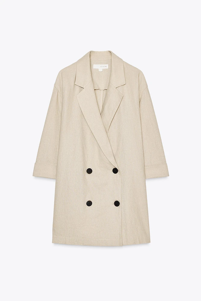 BLAZER À BOUTONNAGE CROISÉ AVEC LIN