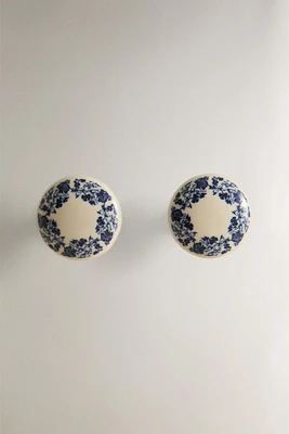 SET OF CERAMIC FLOWER KNOBS (SET OF 2