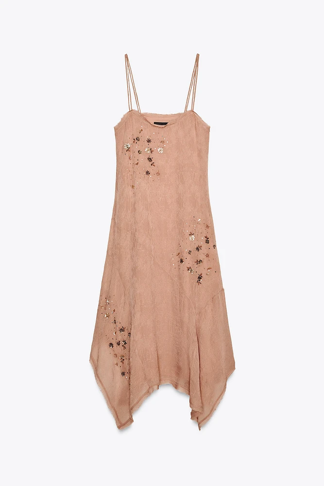 ZW COLLECTION EMBROIDERED ASYMMETRIC DRESS