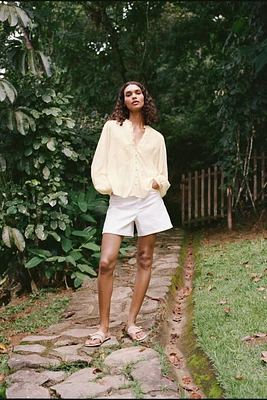 PINTUCK AND LACE TRIM BLOUSE