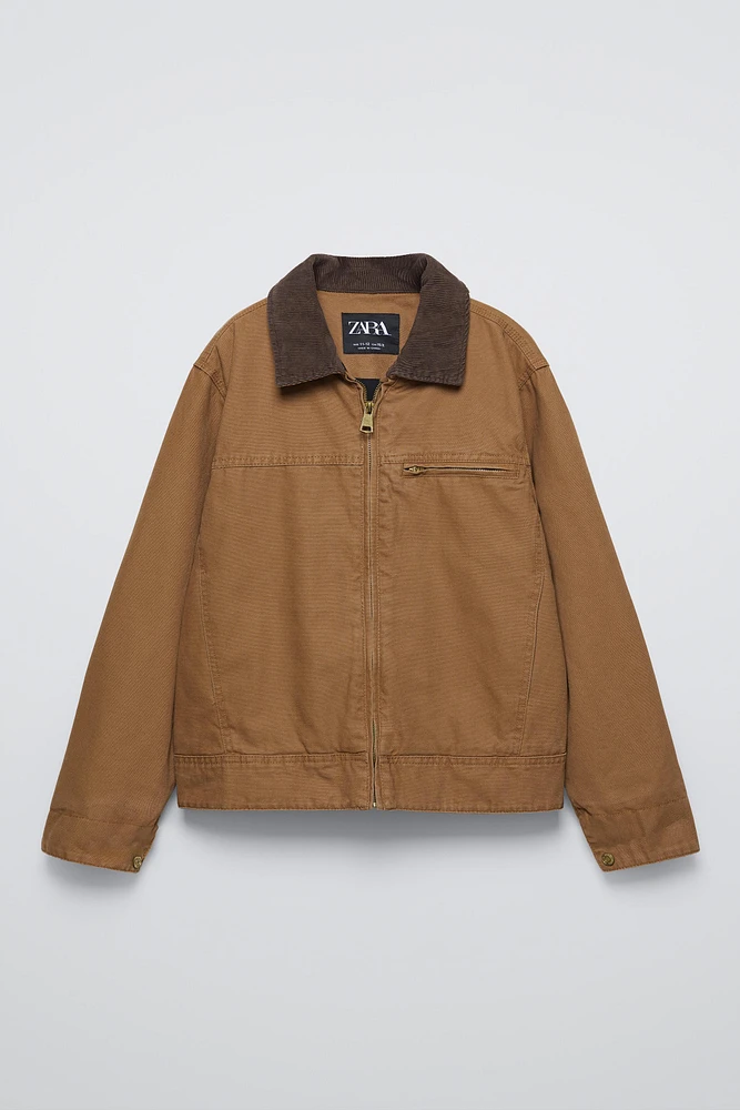 WASHED CORDUROY COLLAR JACKET