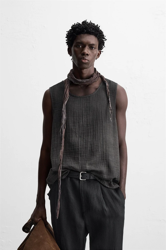 CRINKLED EFFECT TANK TOP
