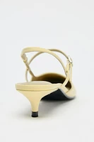 LEATHER KITTEN HEEL SLINGBACKS