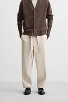 BELTED TEXTURED PANTS