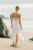 LINEN CORSET MIDI DRESS