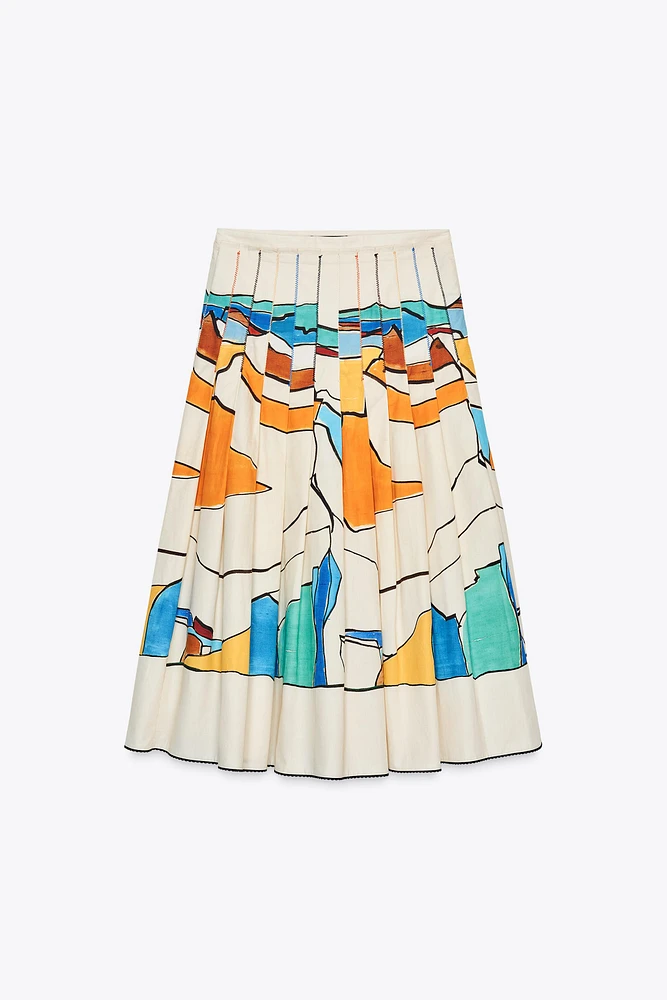 ZW COLLECTION PRINTED PLEATED SKIRT