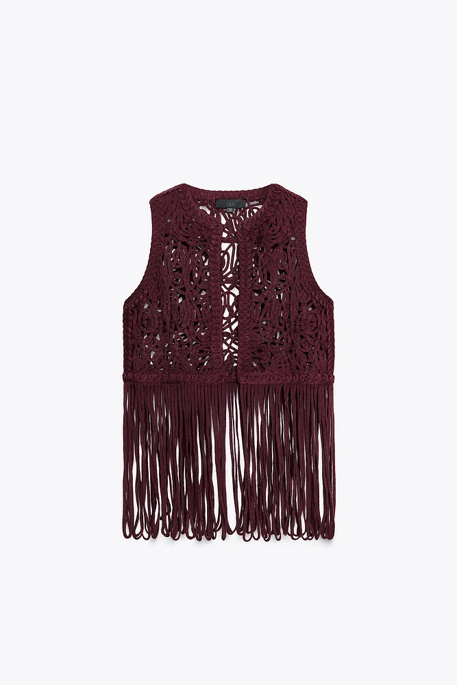 GILET MACRAMÉ FRANGES