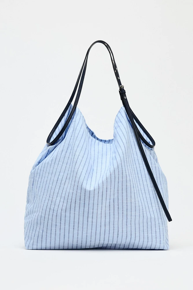 STRIPED WOVEN SHOPPER