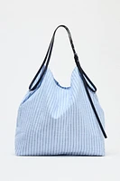 STRIPED WOVEN SHOPPER
