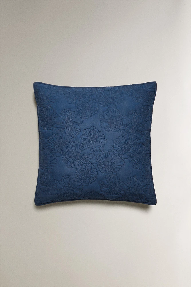 HOUSSE DE COUSSIN ÉDREDON CONTRASTANT RELIEF FLEURS