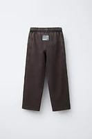 WASHED-EFFECT STRAIGHT-LEG PLUSH PANTS