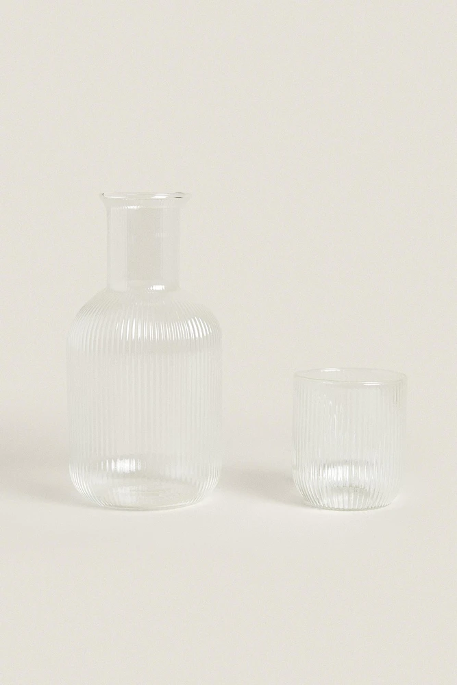 STRIPED BOROSILICATE GLASS NIGHT SET (SET OF 2)