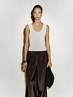 Top tressé en cuir et daim
