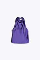 SATIN EFFECT HALTER TOP